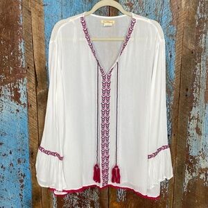Sweet Magnolia White Embroidered Boho Top